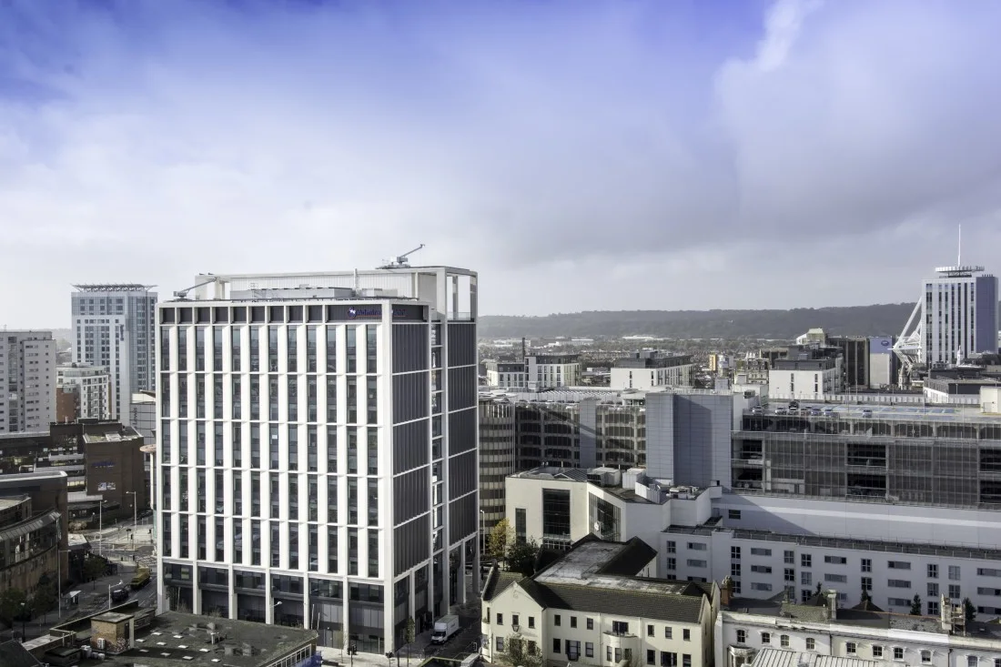 Admiral headquarters within the Cardiff cityscape